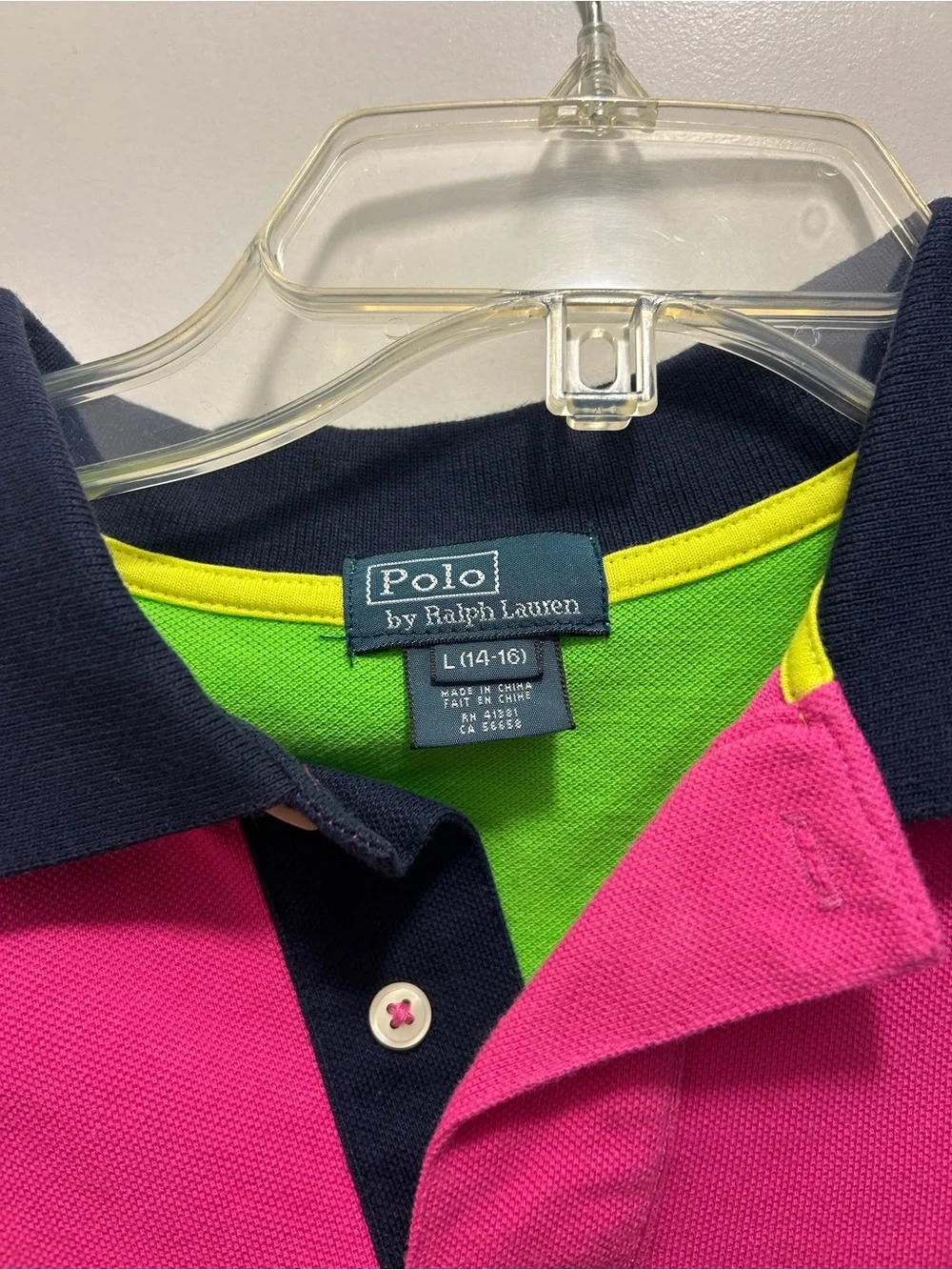 Ralph Lauren Colorblock Polo in Hot Pink, Neon Green, Bright Blue